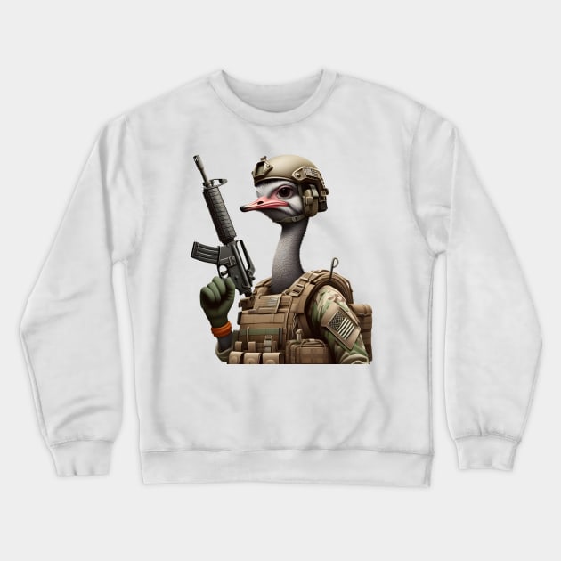 Tactical Ostrich Crewneck Sweatshirt by Rawlifegraphic